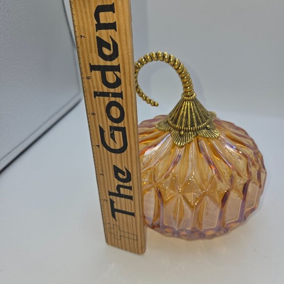 Martga Stewart Pumpkin Hand Blown Gold Orange Halloween, Fall Decor - Picture 5 of 6